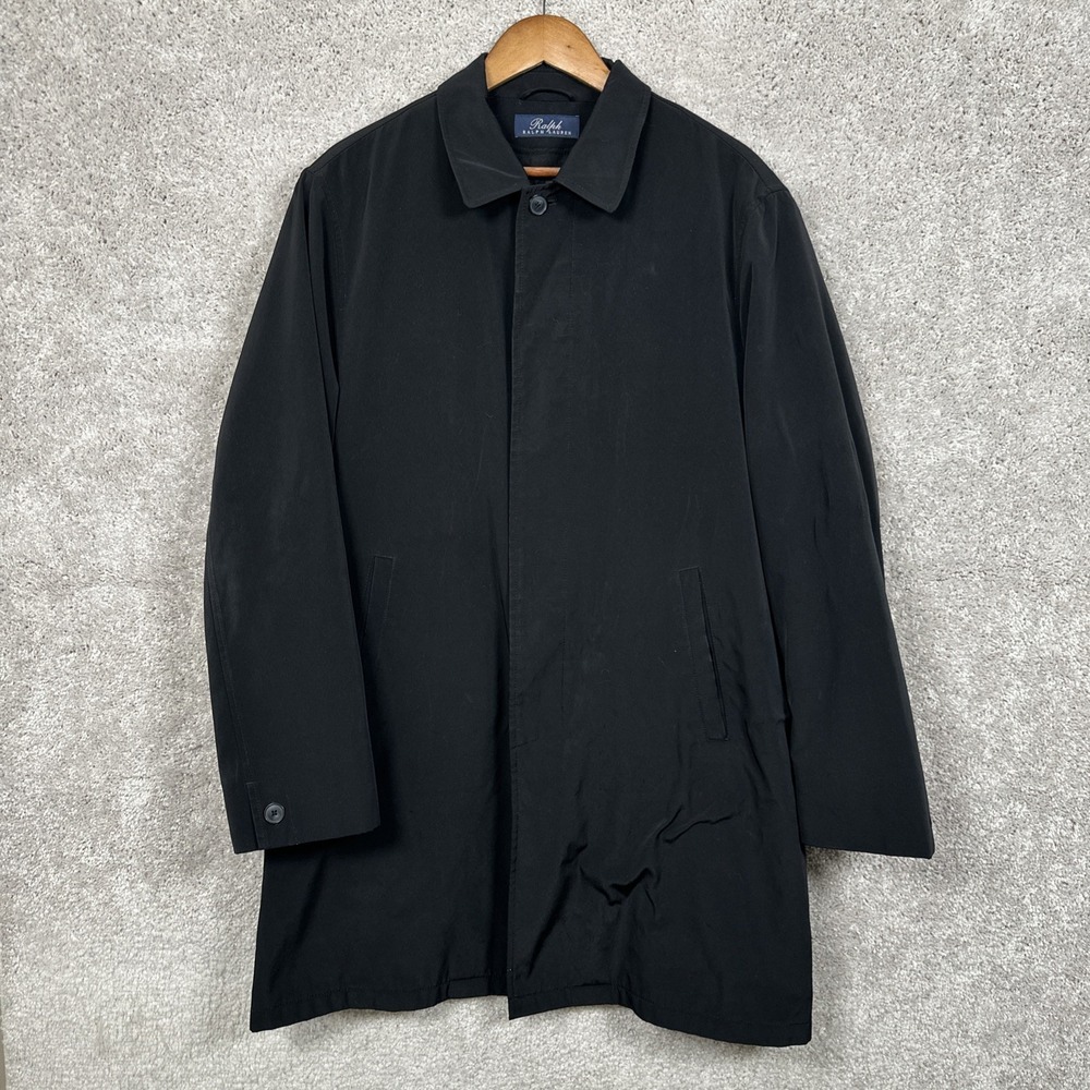 Ralph Lauren Trench Coat Mens Medium Overcoat Topcoat Wool Blend Rain Repellent